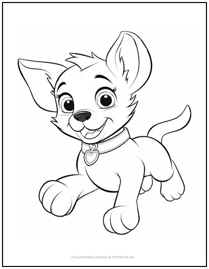 Playful puppy coloring page print it free