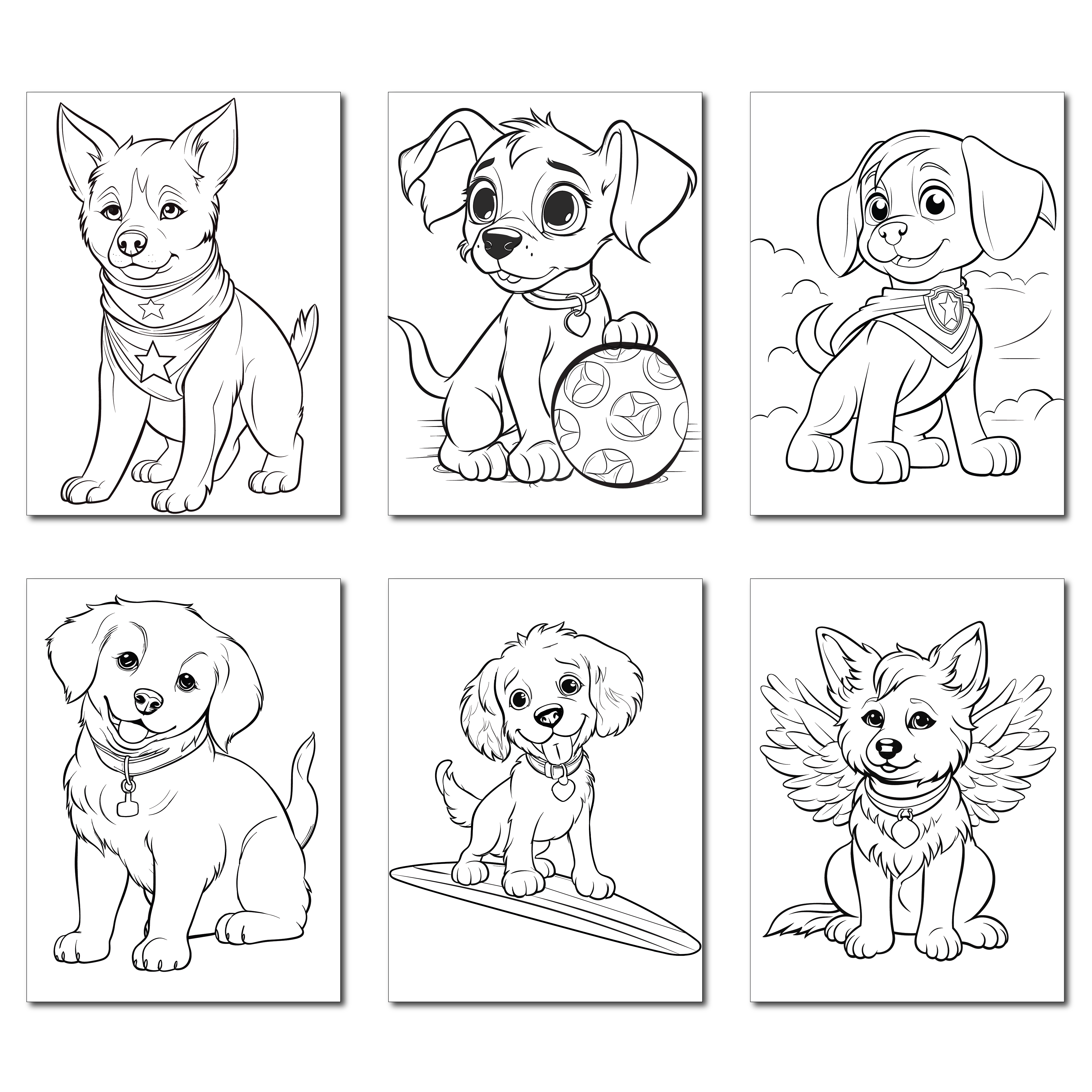 Cute dogs coloring pages for kids age