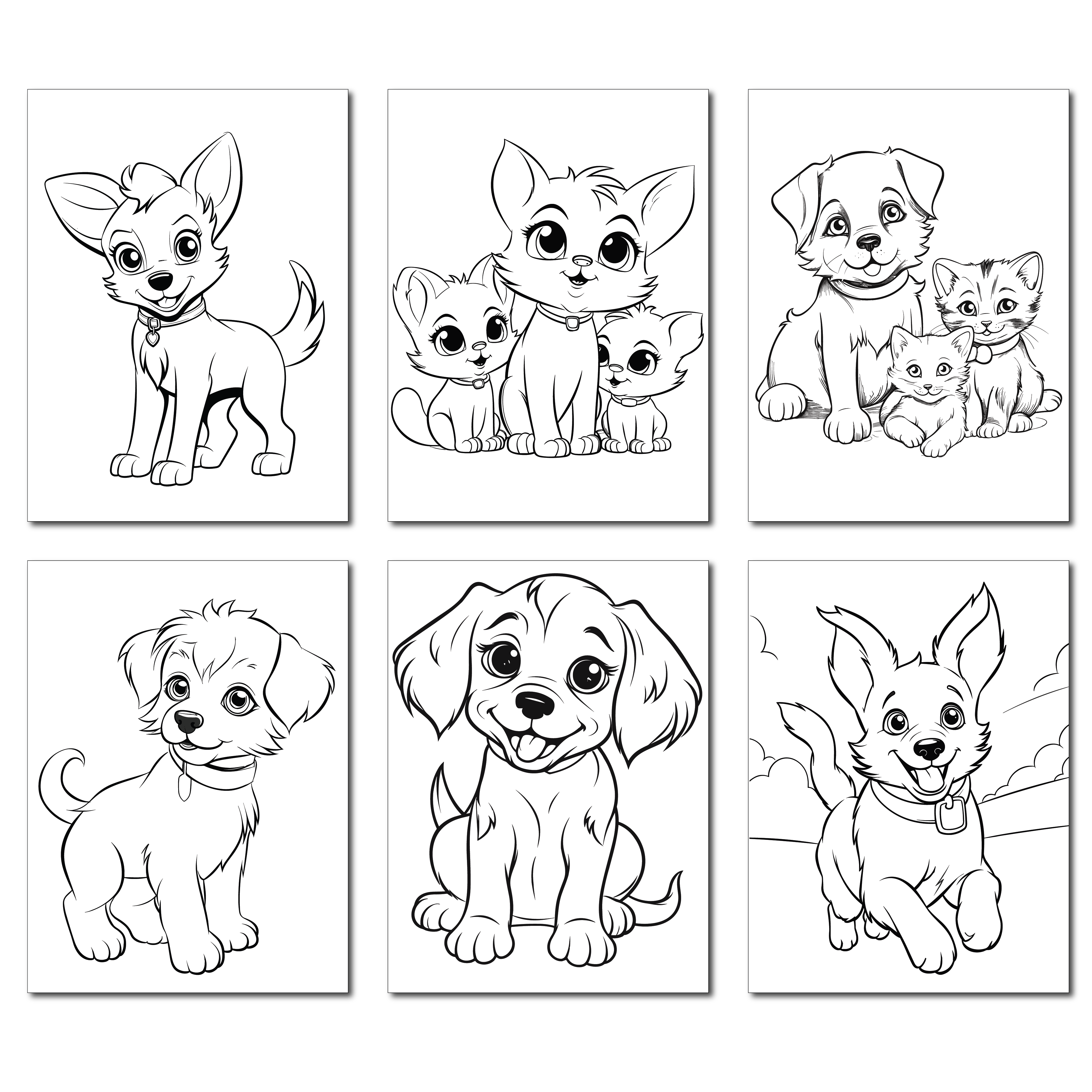 Cute dogs coloring pages for kids age