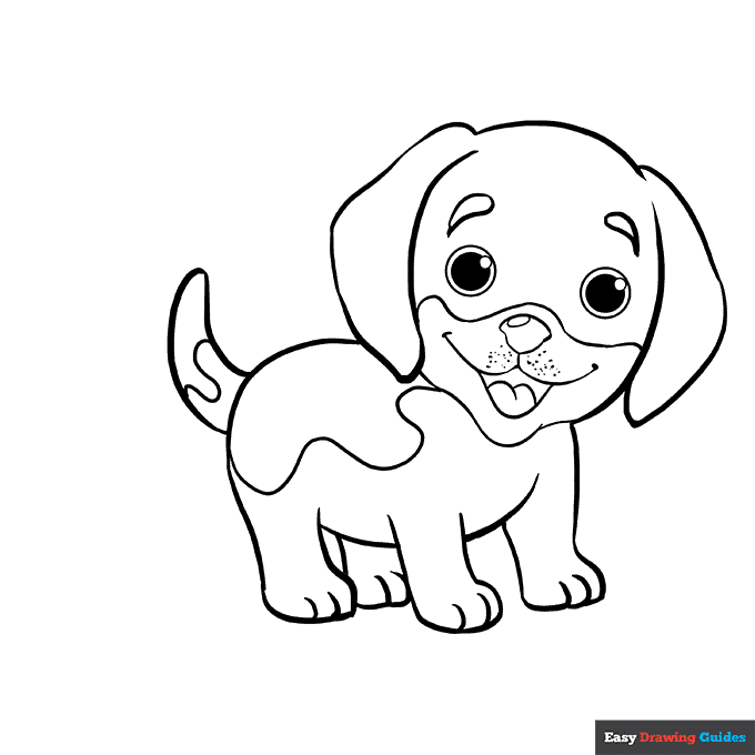 Puppy coloring page easy drawing guides