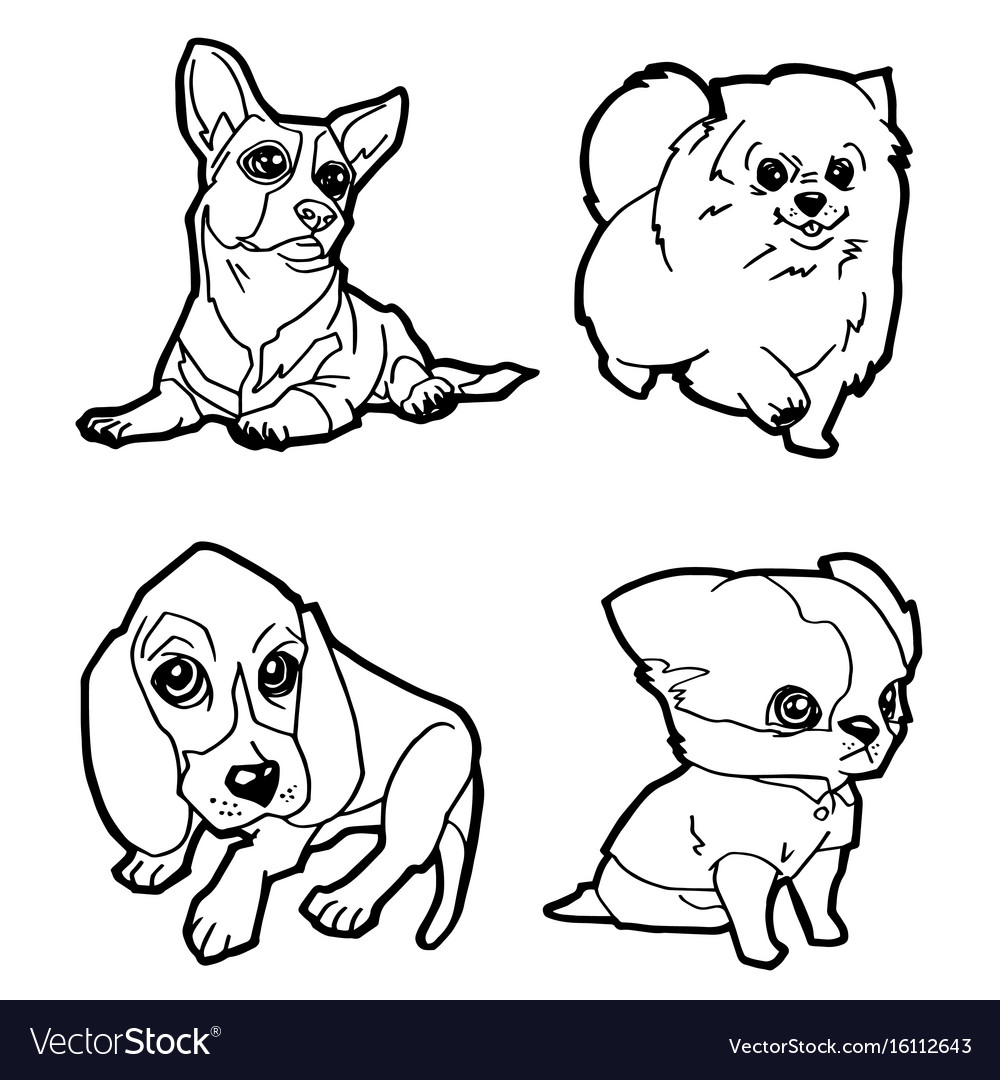 Set of cartoon cute dog coloring page royalty free vector