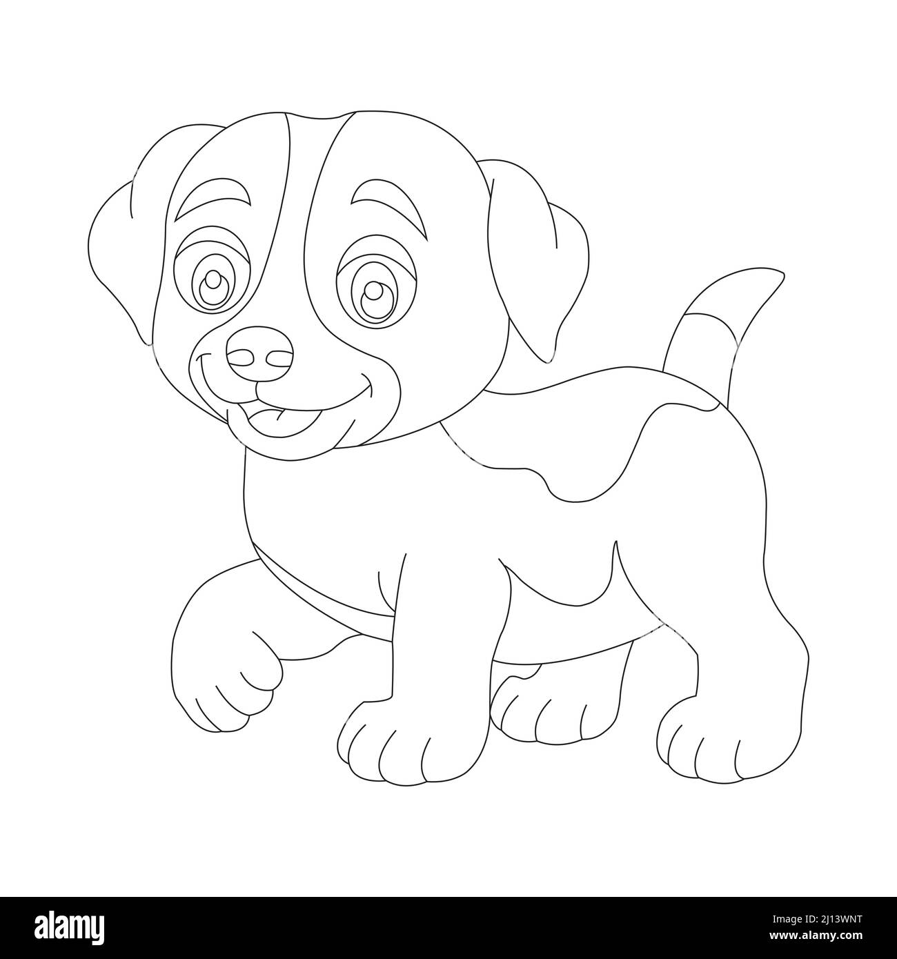 Cute puppy dog outline coloring page for kids animal coloring book cartoon vector illustration stock vector image art