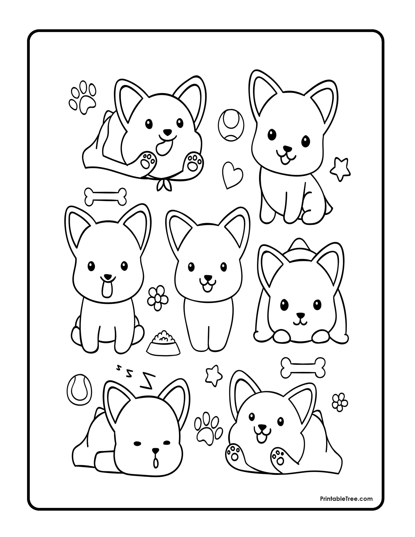 Free printable puppy coloring pages pdf for kids and adults