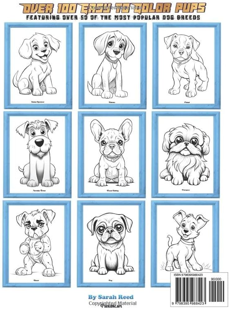 Super cute puppies for super boys coloring book easy to color pups for boys ages over popular dog breeds adorable anime cartoon dogs a puppy coloring book reed sarah