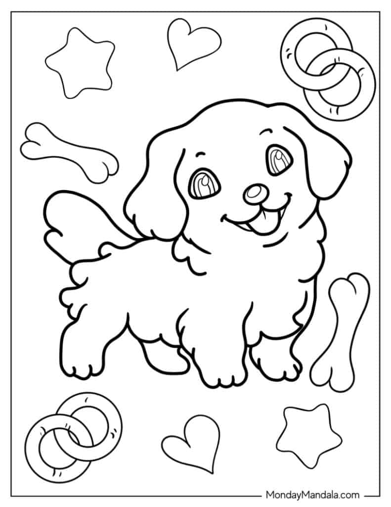 Puppy coloring pages free pdf printables