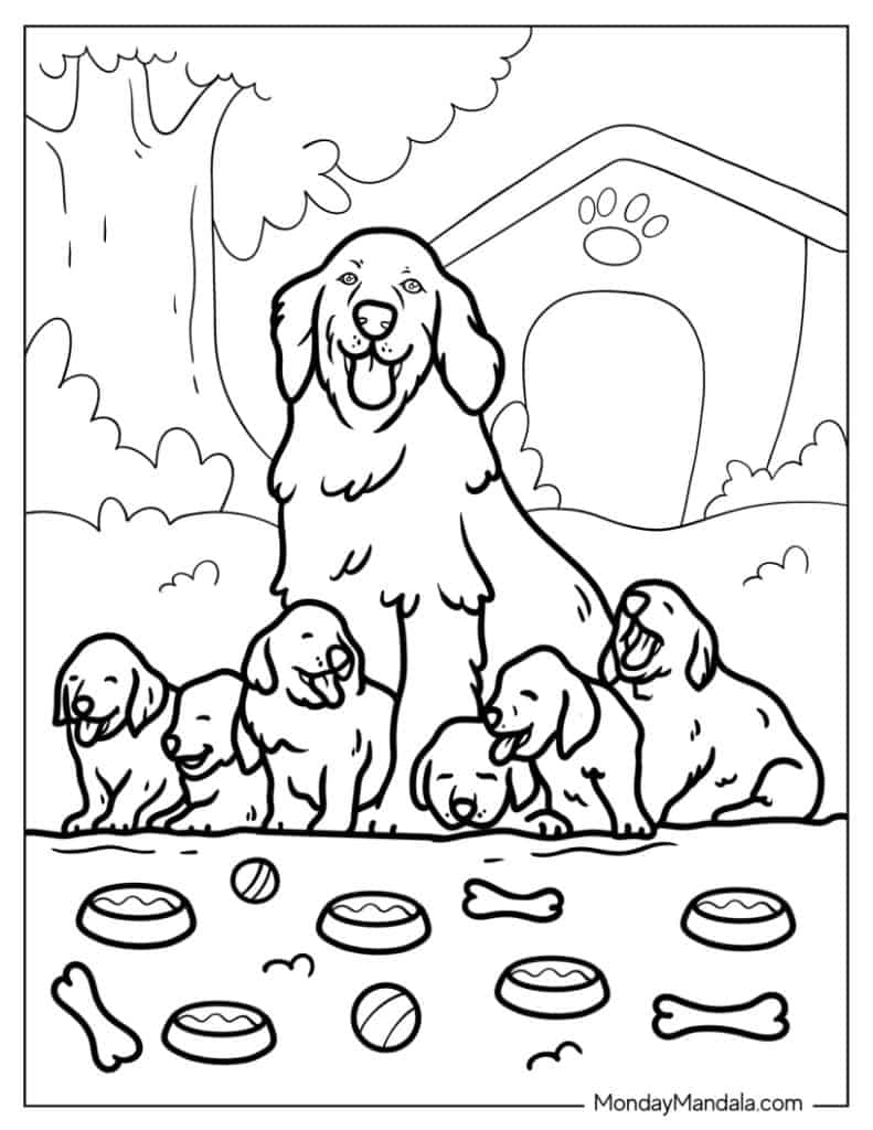 Puppy coloring pages free pdf printables