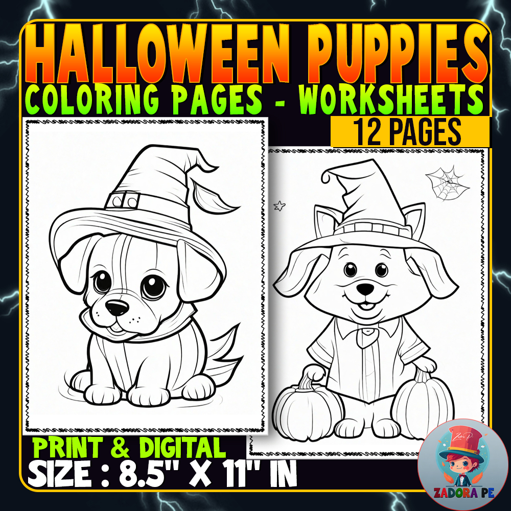 Spooky paws halloween puppies coloring pages worksheets october made by teachers