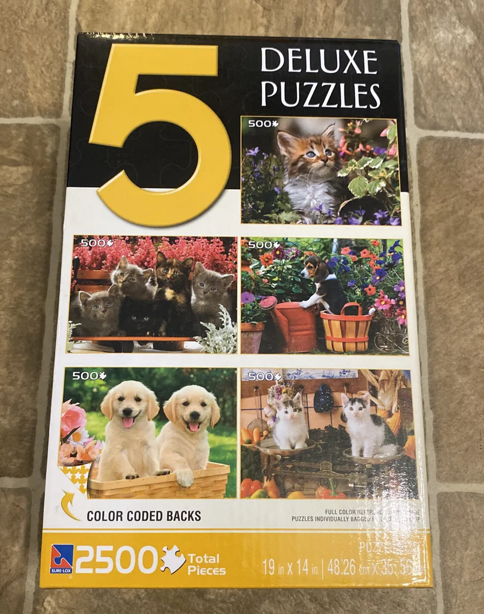 Kids puzzles piece deluxe animal kittenspuppies jigsaw color coded backs