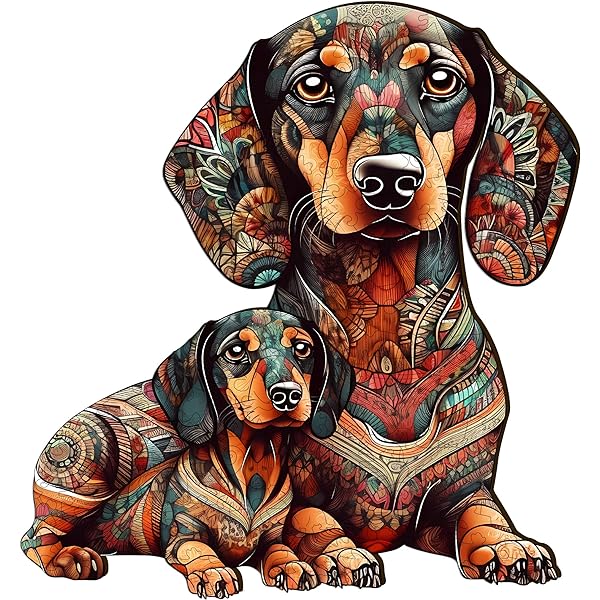 Kaayee wooden puzzles jigsaw dachshund dog puzzle gift for adults and kids unique jigsaw pieces fun challenging animal puzzles gifts perfect family game