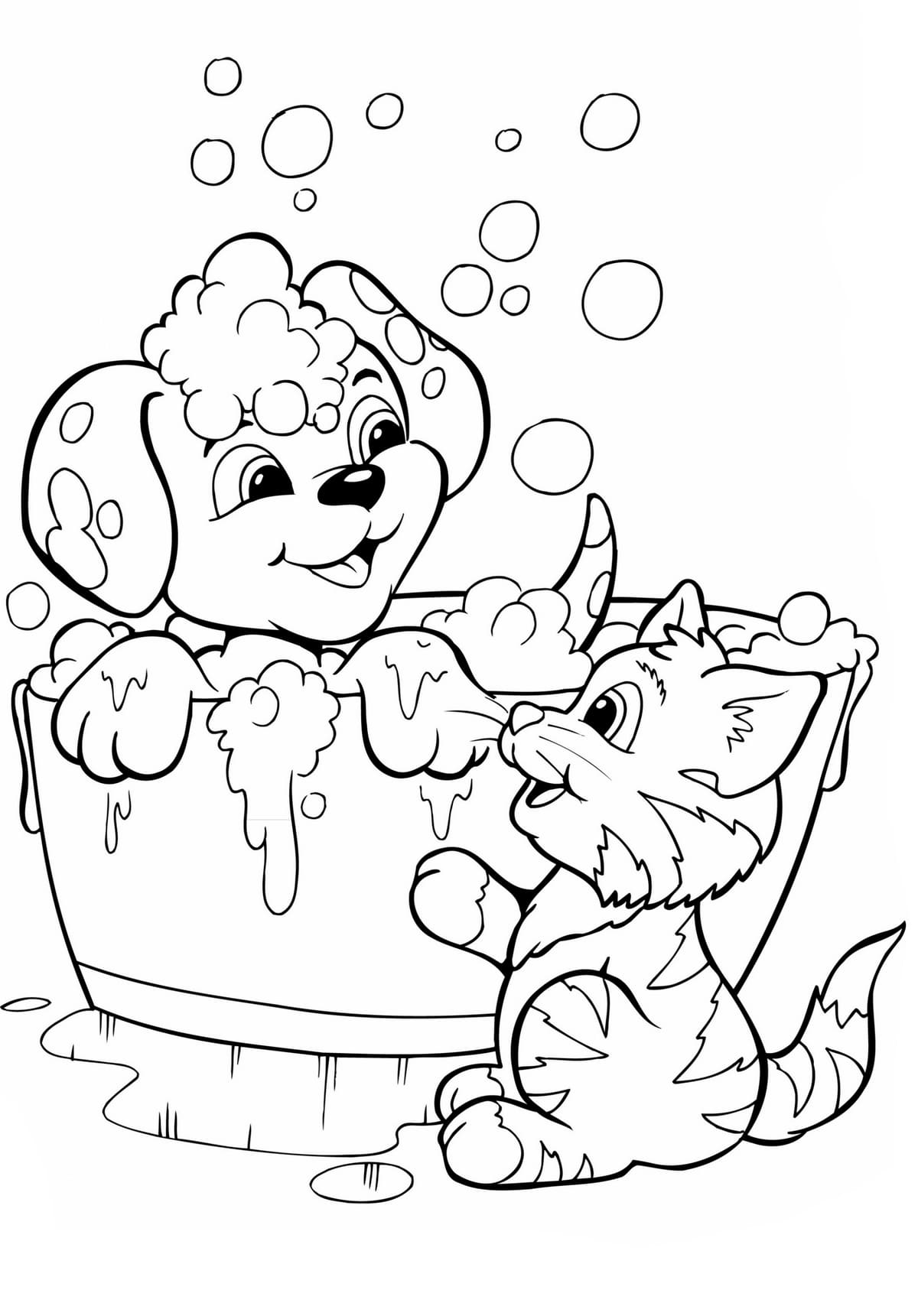 Cat and dog coloring pages printable coloring pages