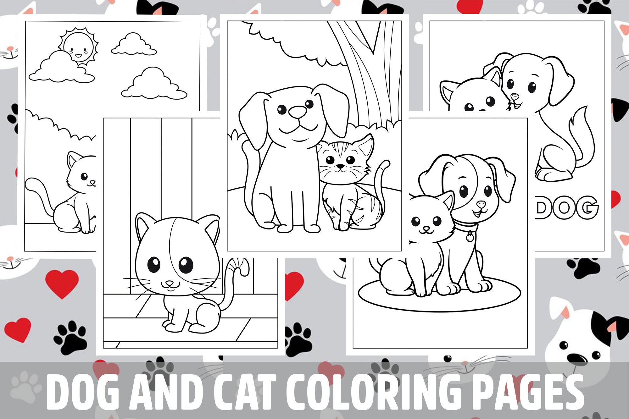 Dog and cat coloring pages for kids girls boys teens birthday school activity made by teachers