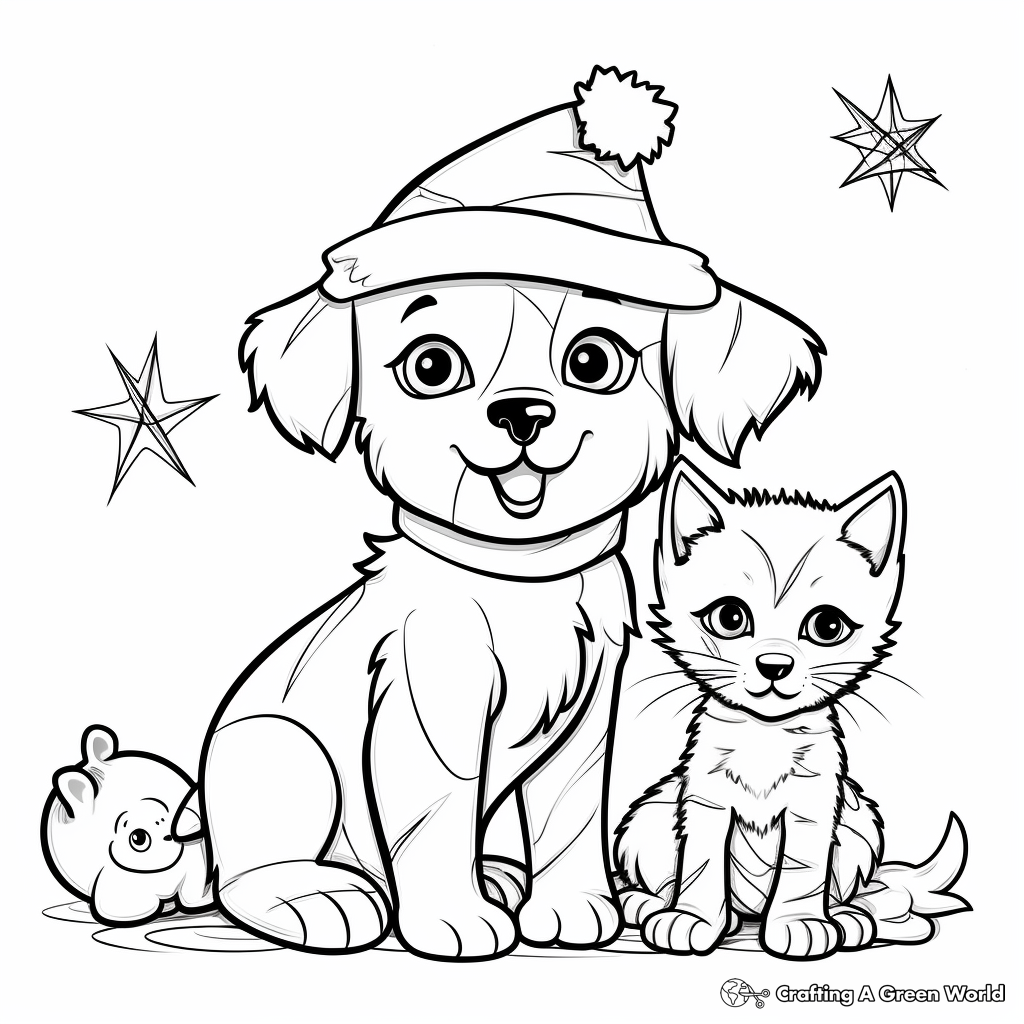 Puppy and kitten coloring pages