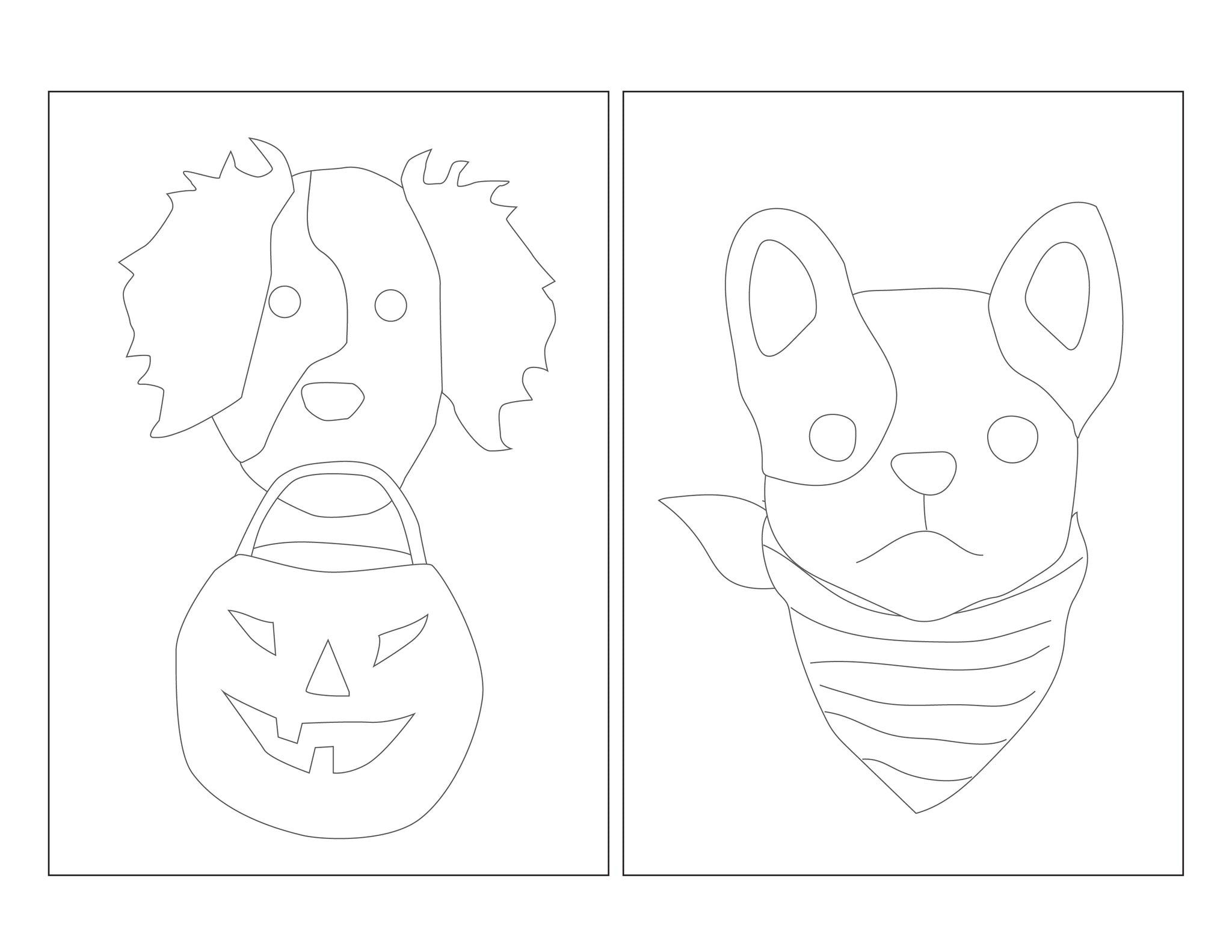 Halloween puppy dog faces coloring pages cards â