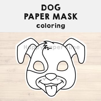 Dog paper mask printable animal pet coloring craft activity costume template