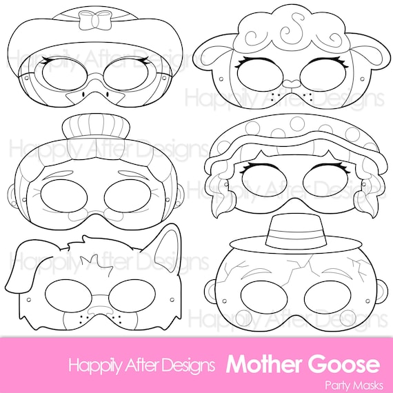 Mother goose printable coloring masks humpty dumpty mask bo peep mask sheep mask dog mask old mother hubbard mask character mask