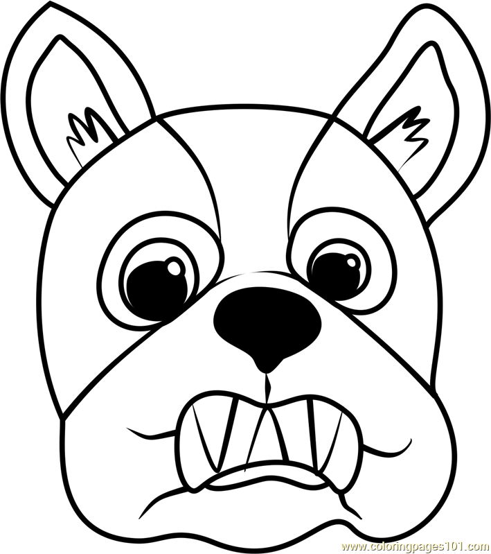 French bulldog puppy face coloring page for kids