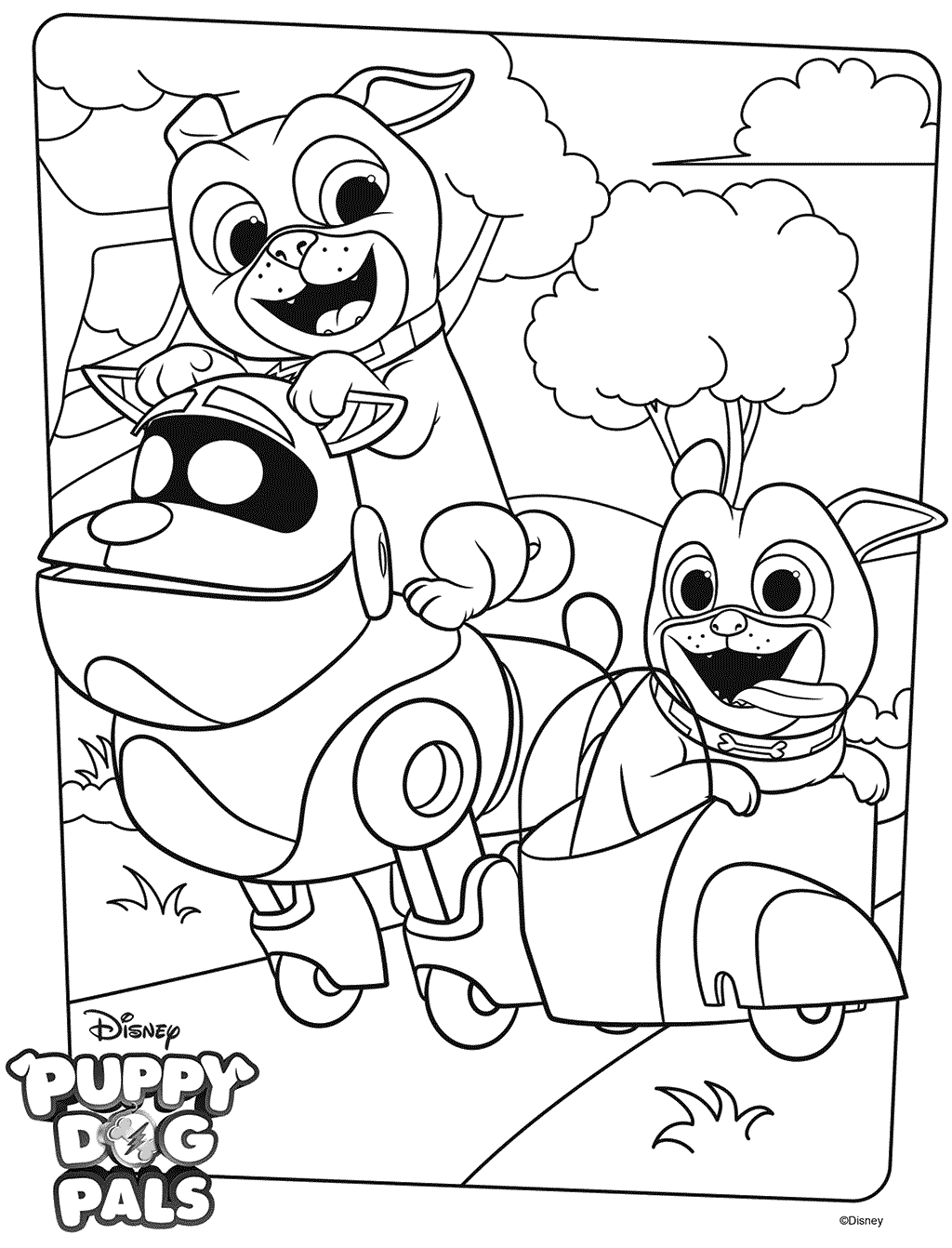 Puppy dog pals coloring pages