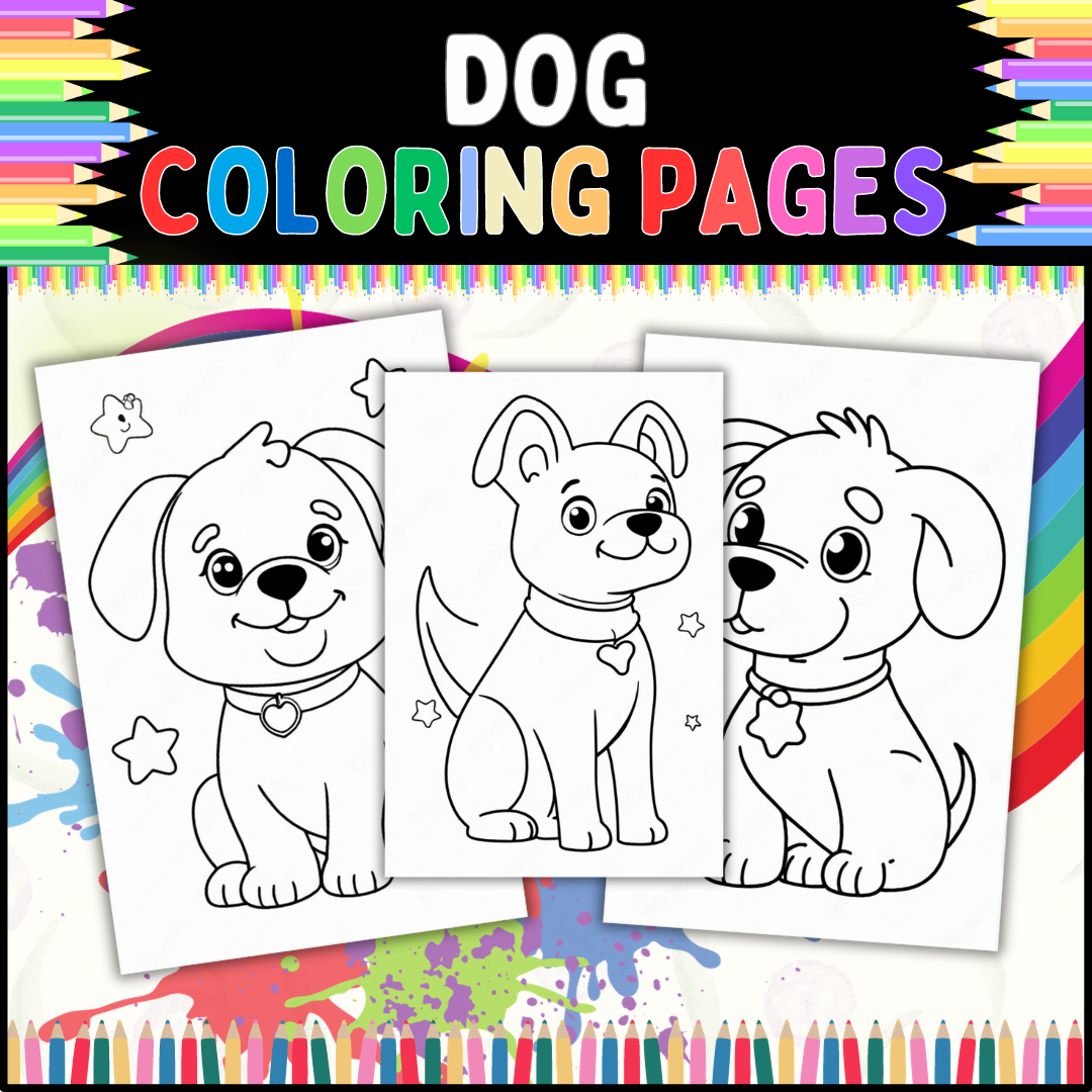 Dog coloring sheets pages for kids and adults