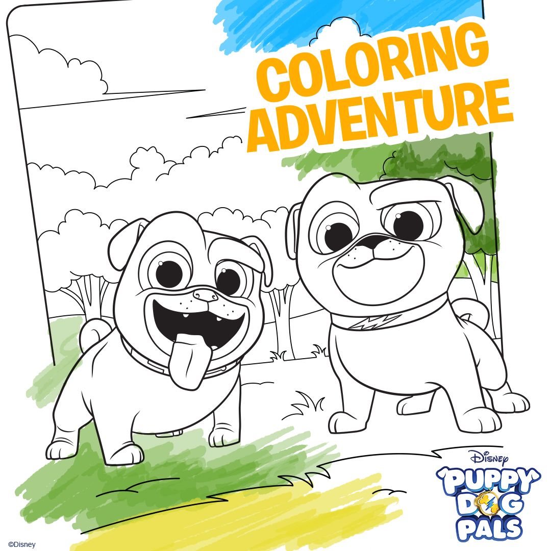 Puppy dog pals printable coloring pages take your kids on a coloring adventure with bingo and rolly with this downloadableâ disney disney colors disney junior