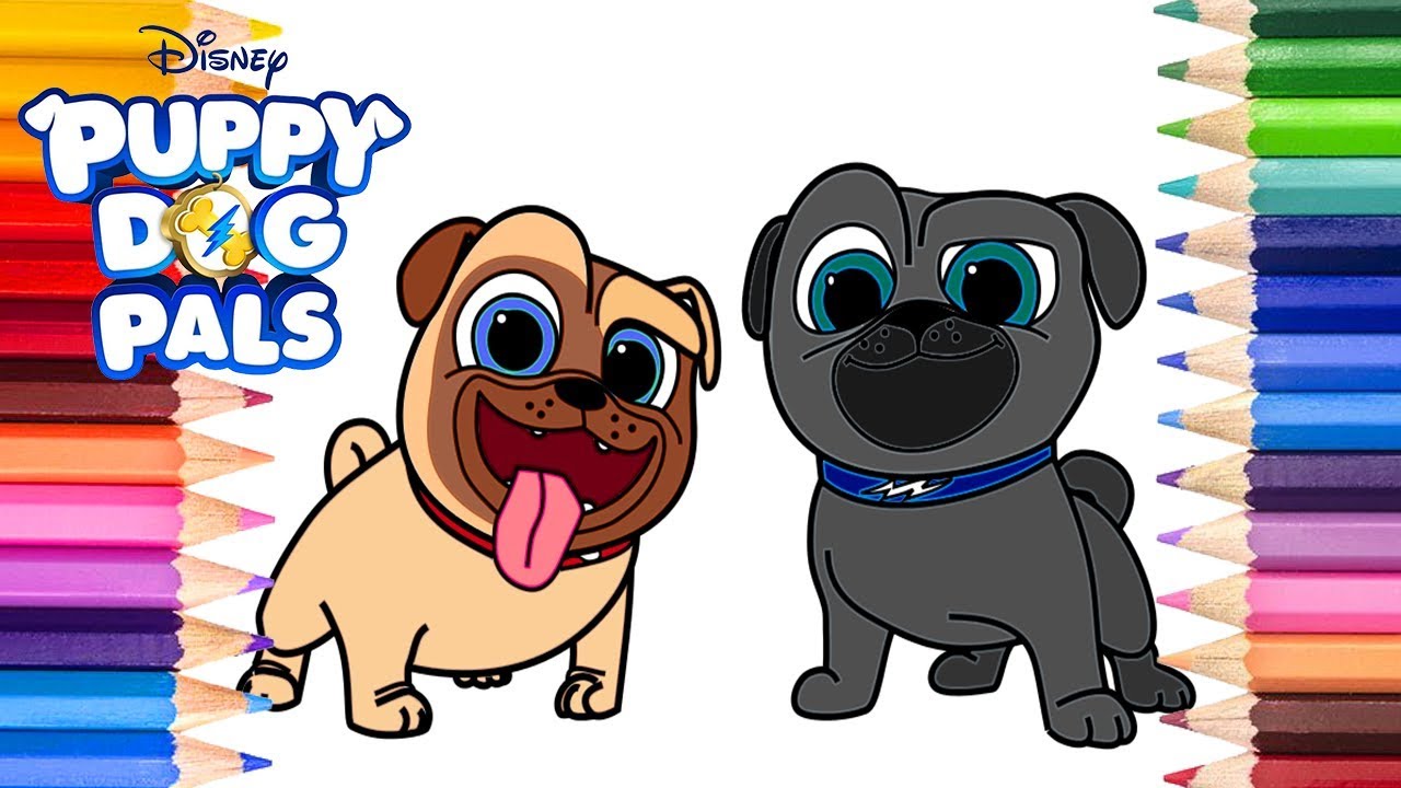 Puppy dog pals bingo and rolly coloring page disney junior puppy dog pals coloring book drawing