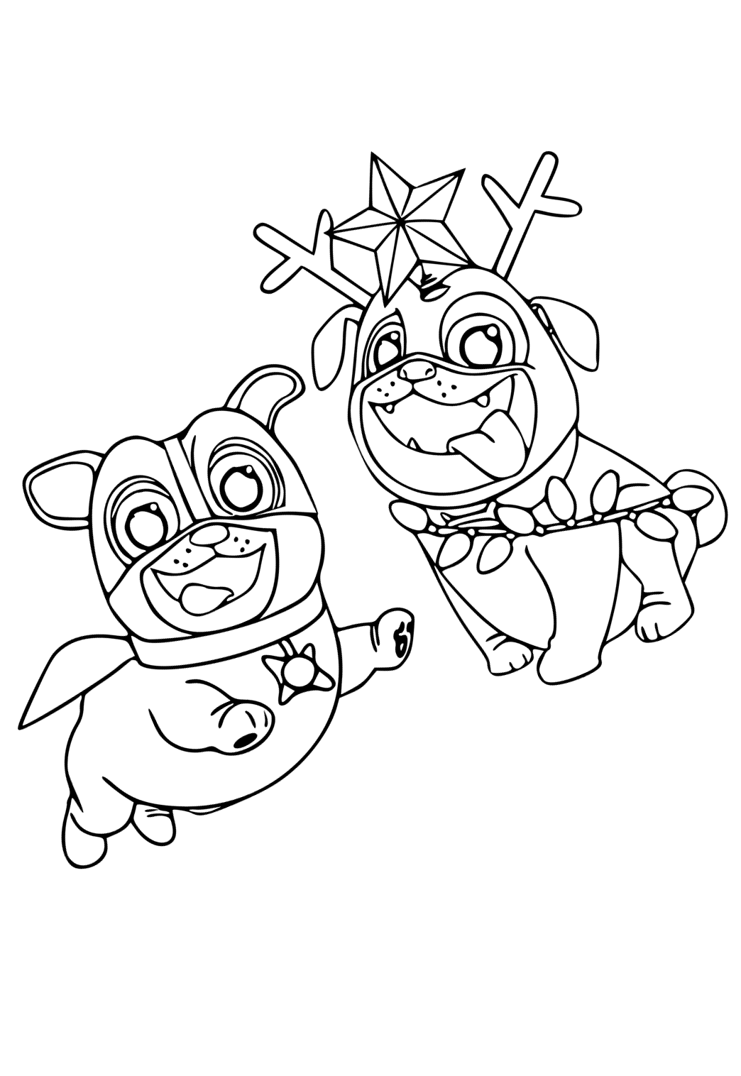 Free printable puppy dog pals garland coloring page for adults and kids