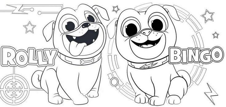 Rolly and bingo from puppy dog pals coloring page puppy coloring pages coloring pages disney coloring pages