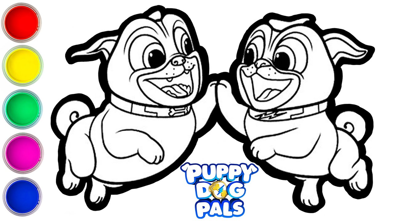 Drawing and coloring puppy dog pals characters step