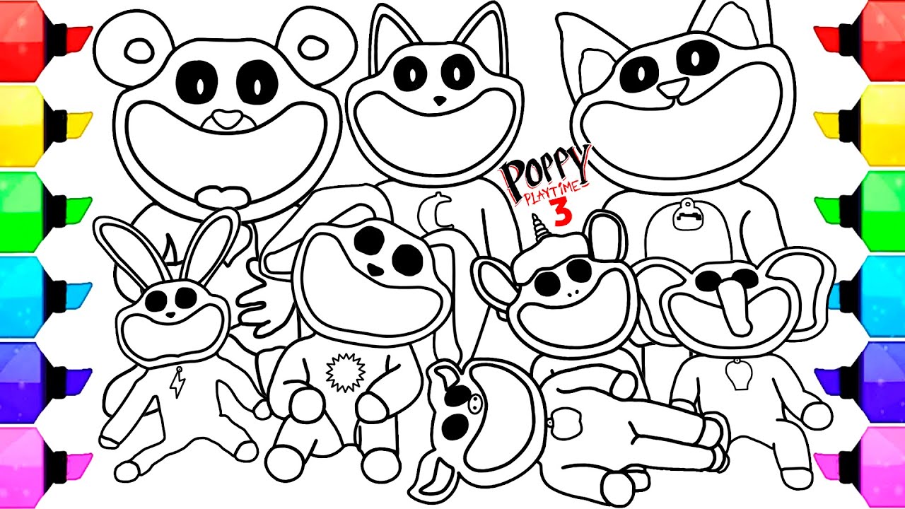 Poppy playtime chapter new coloring pages how to color all smiling critters ncs music