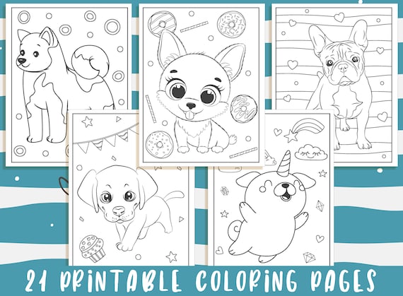 Puppy coloring pages printable puppy coloring pages for kids boys girls teens puppy birthday party activity instant download