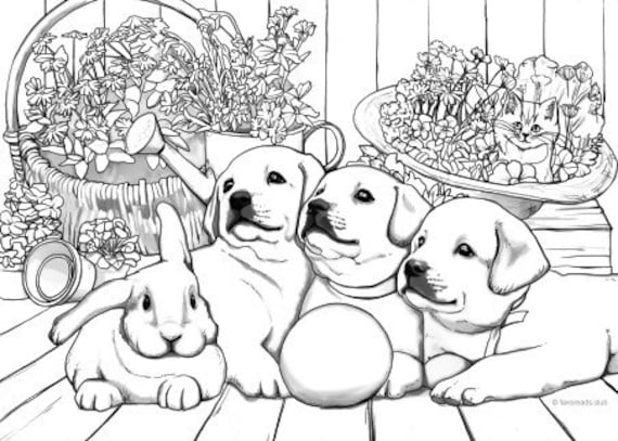 Puppies printable adult coloring page from favoreads coloring book pages for adults and kids coloring sheets coloring designs