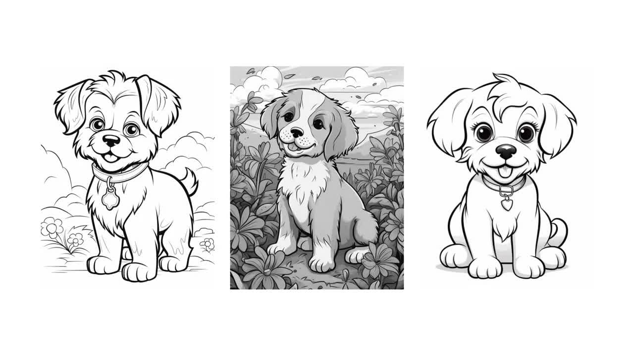 Cute puppy coloring book printable dog coloring pages for adults and kids instant download pdf