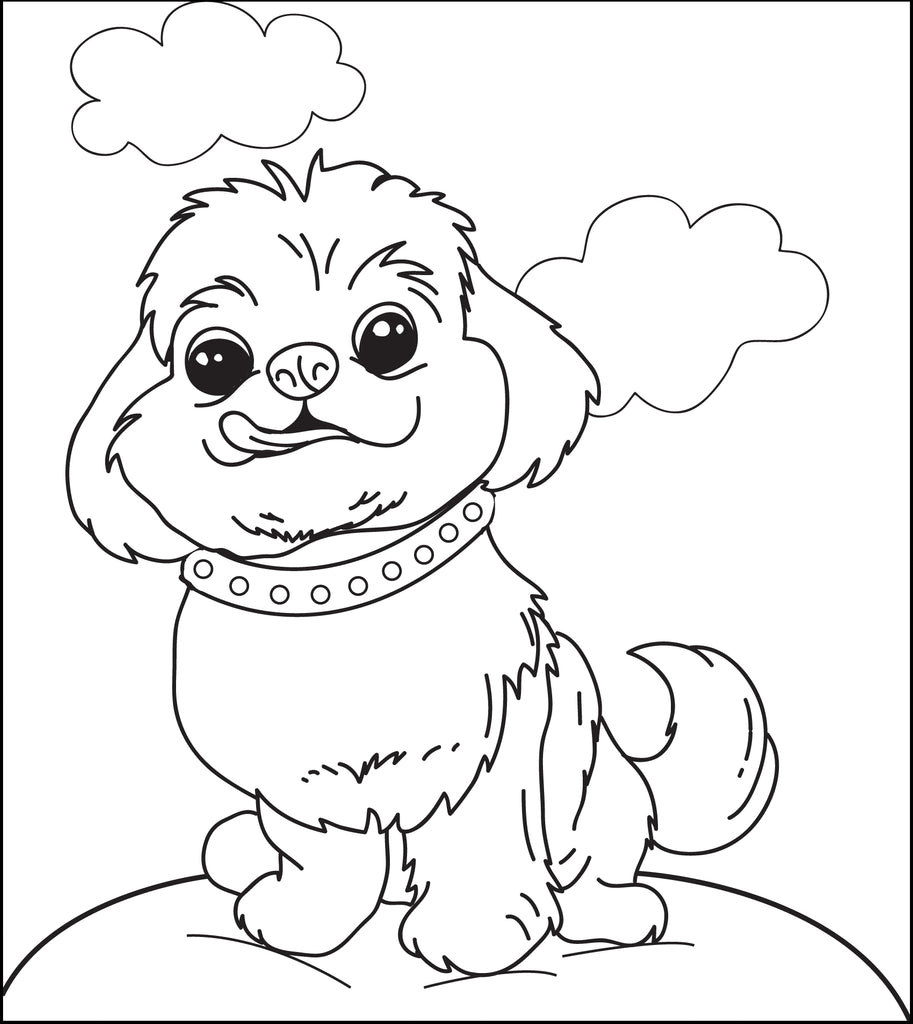 Printable fluffy puppy dog coloring page for kids â