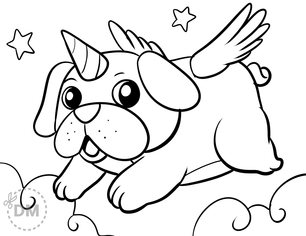 Pugicorn coloring pages