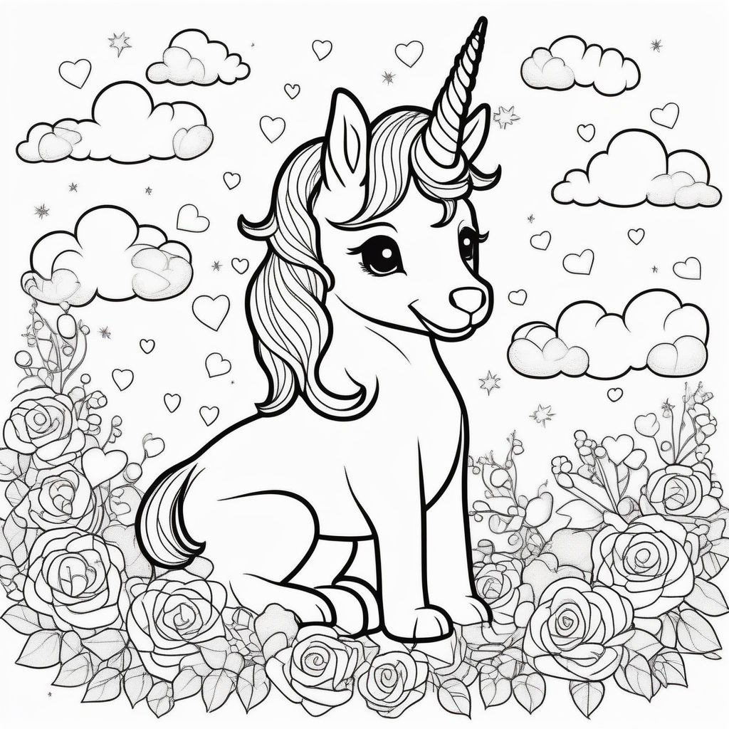 Generate a unicorns coloring pages for childrens