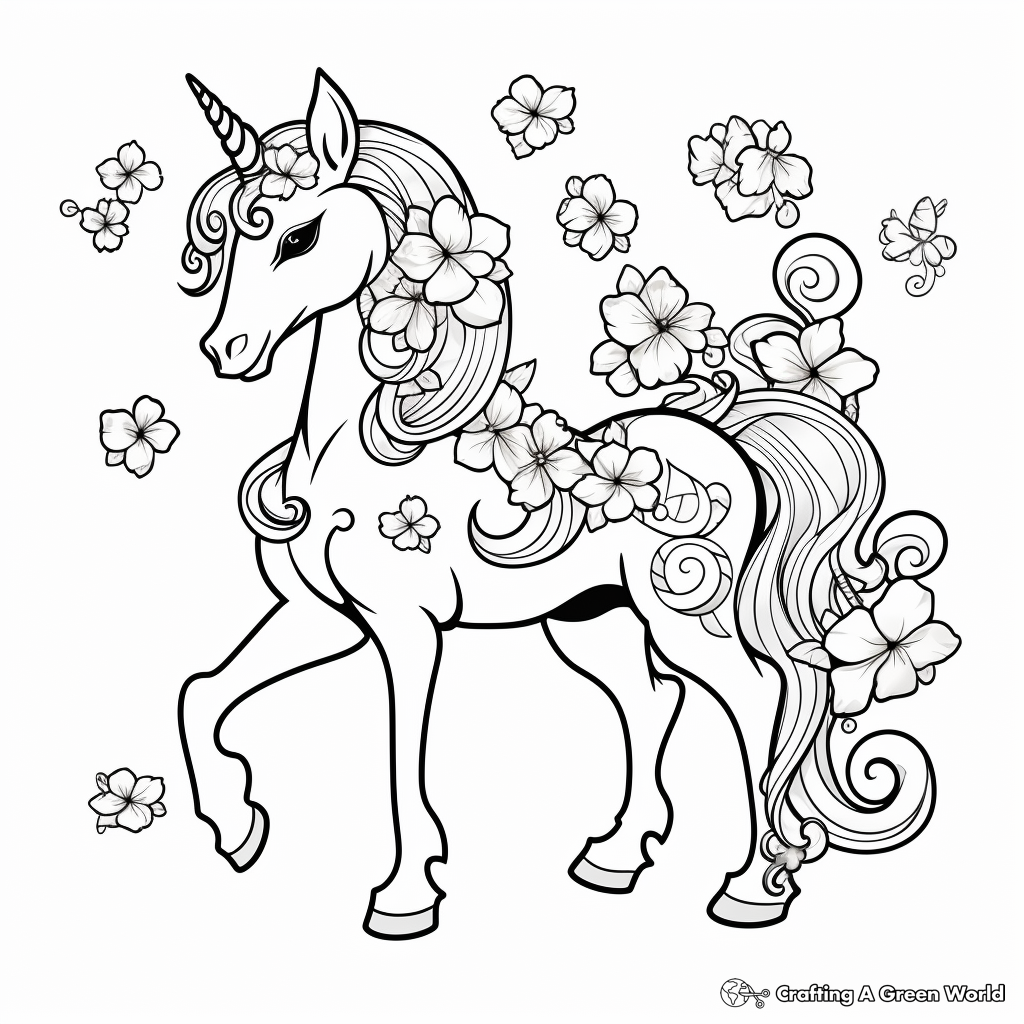 Flower unicorn coloring pages