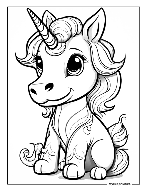 Colorful unicorn puppy coloring page for kids printable fun