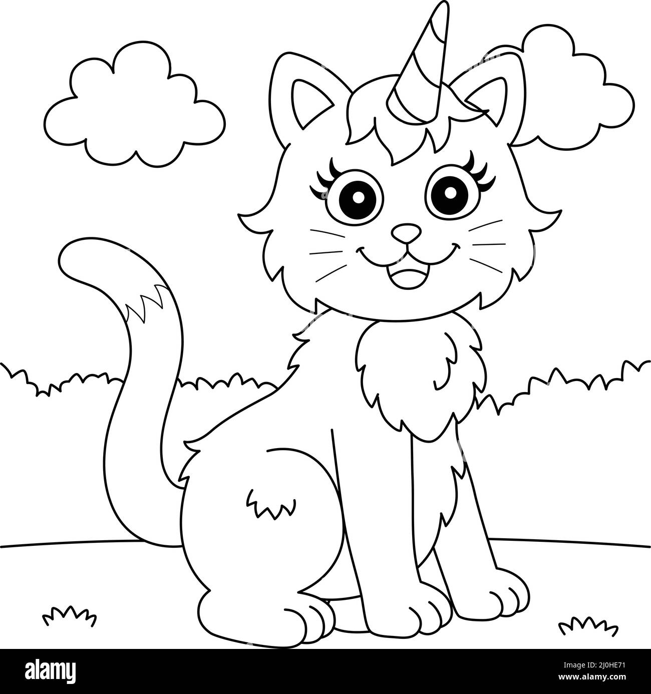 Coloring page unicorn black and white stock photos images