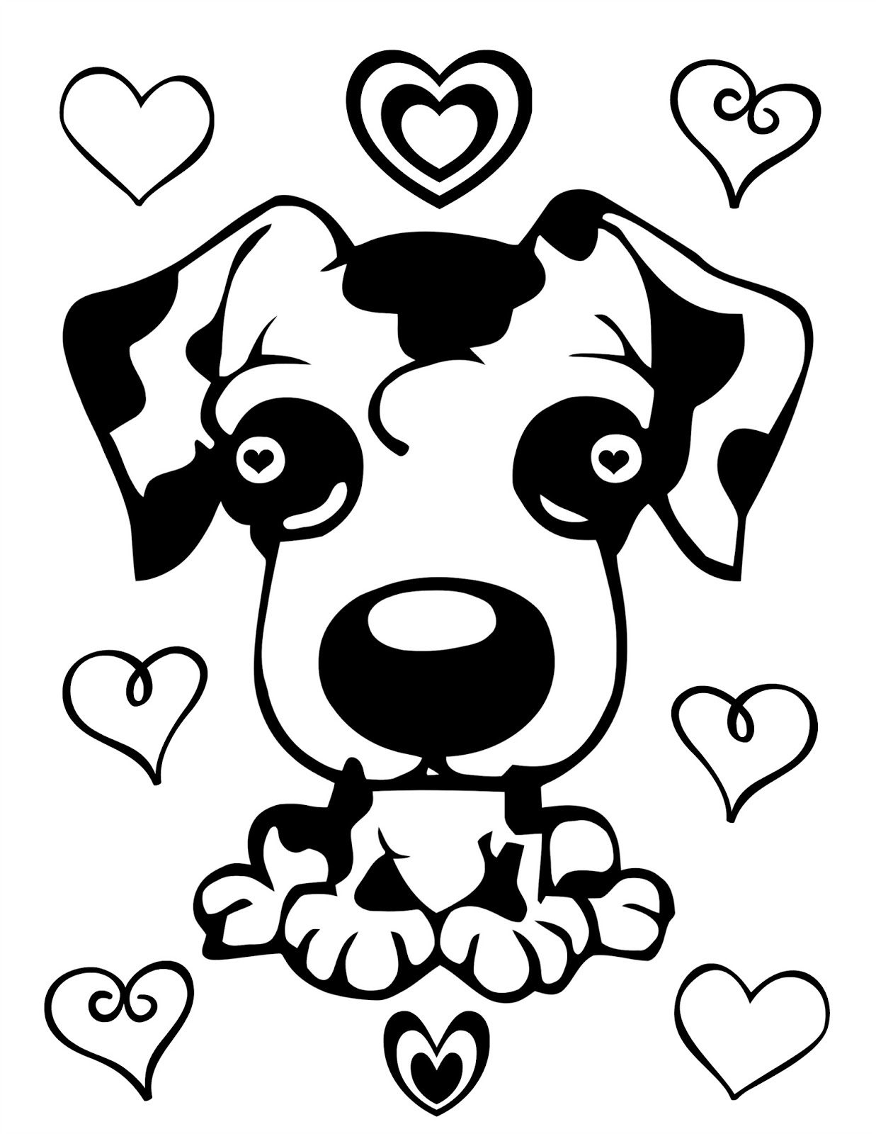 Cjo photo valentines day coloring page cute puppy and hearts