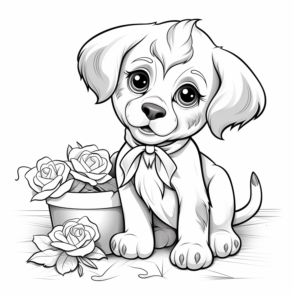 Puppy valentines day coloring pages