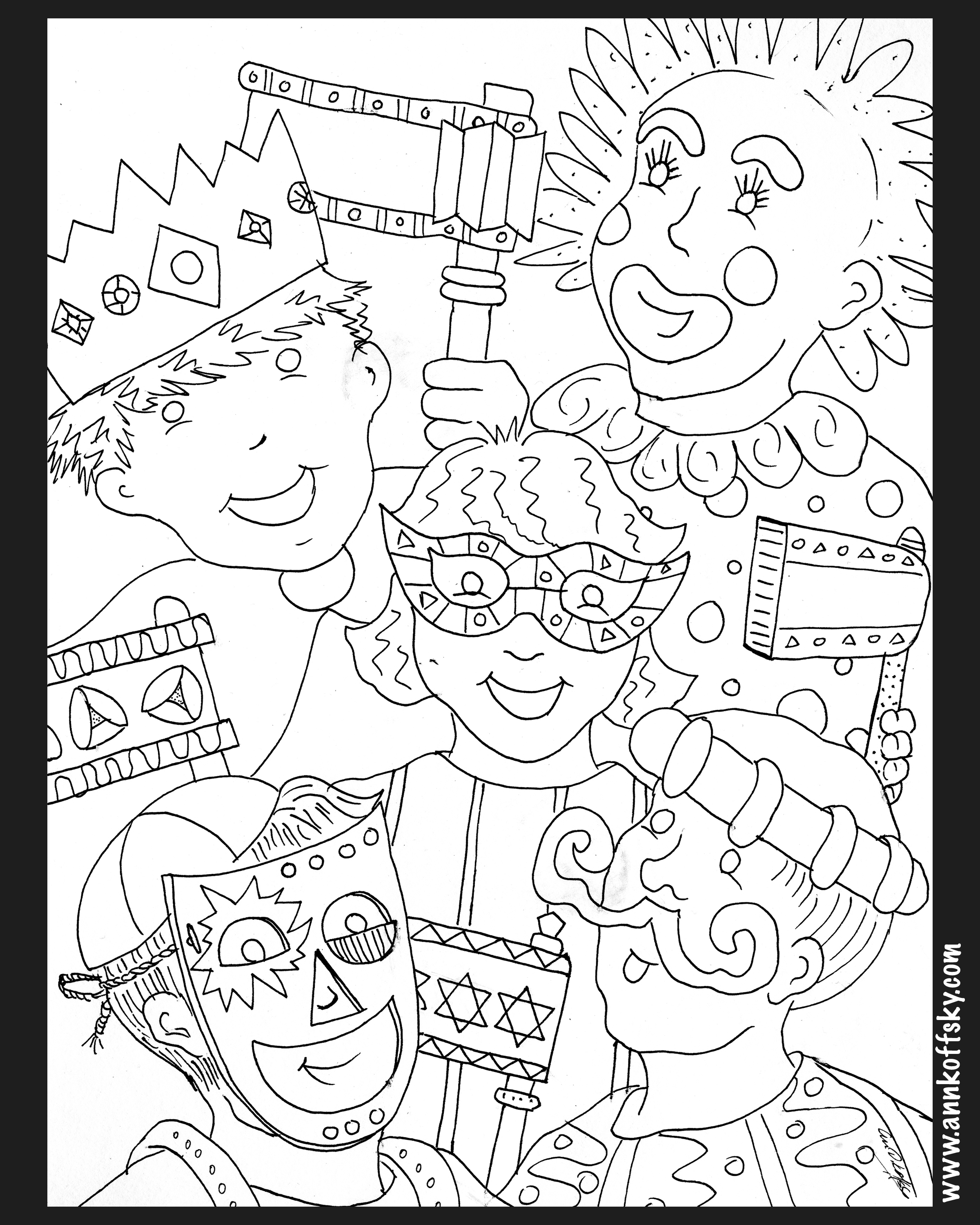 Purim coloring page â ann d koffsky