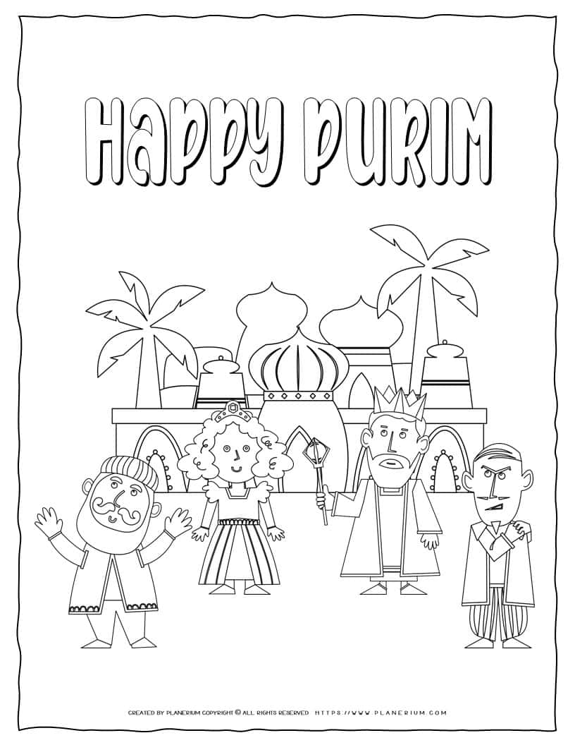 Happy purim coloring page