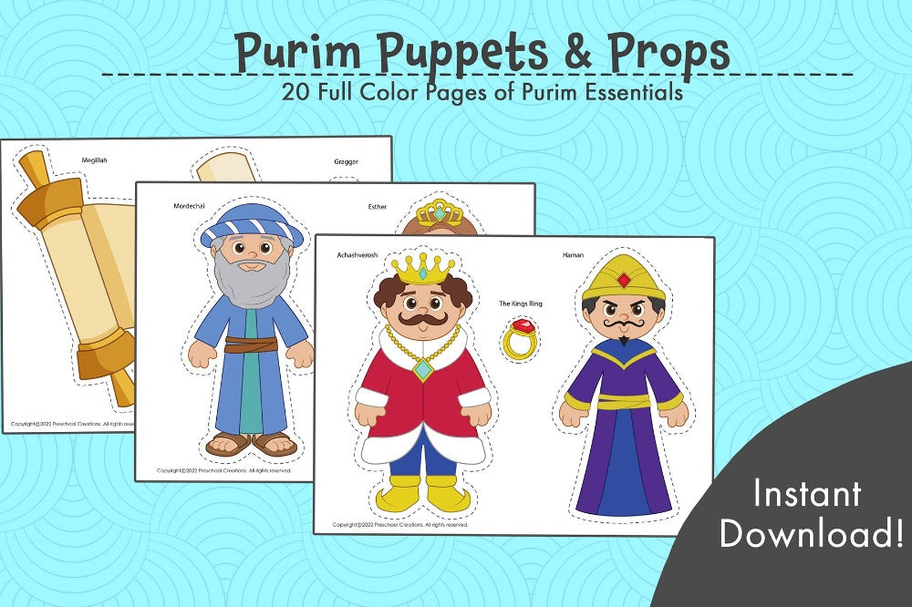 Purim megillah puppets propsbulletin board dãcor â preschool creations