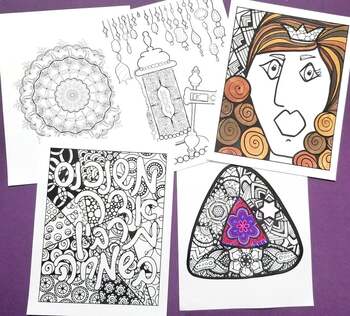 Purim coloring pages for teensadults by moms and crafters tpt