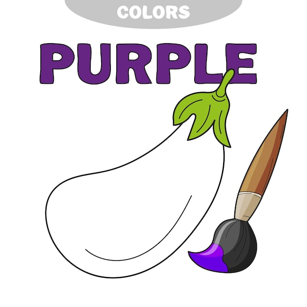 Premium vector coloring book page for children with eggplant sketch to color preschool education vector illustration kids activity learn thr color