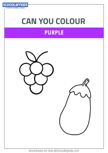 Color purple worksheet for kindergartenpreschool grade