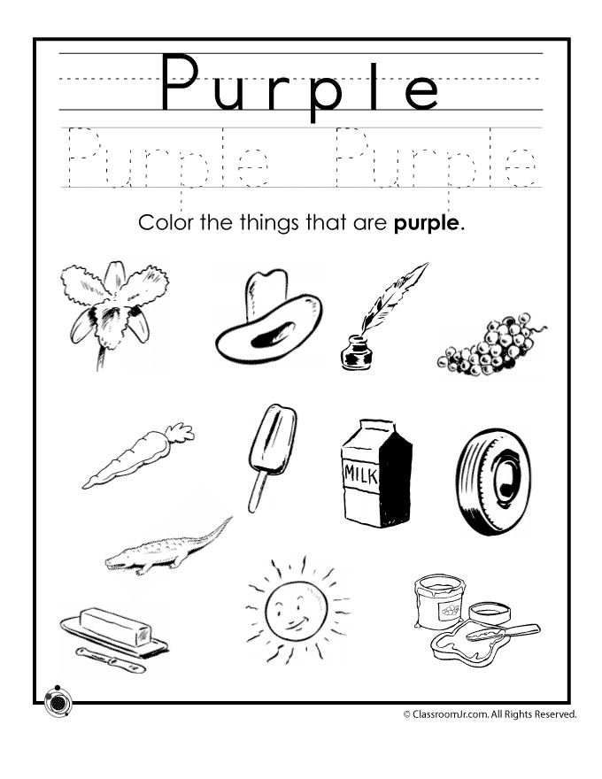 Color purple worksheet color worksheets learning colors preschool colors