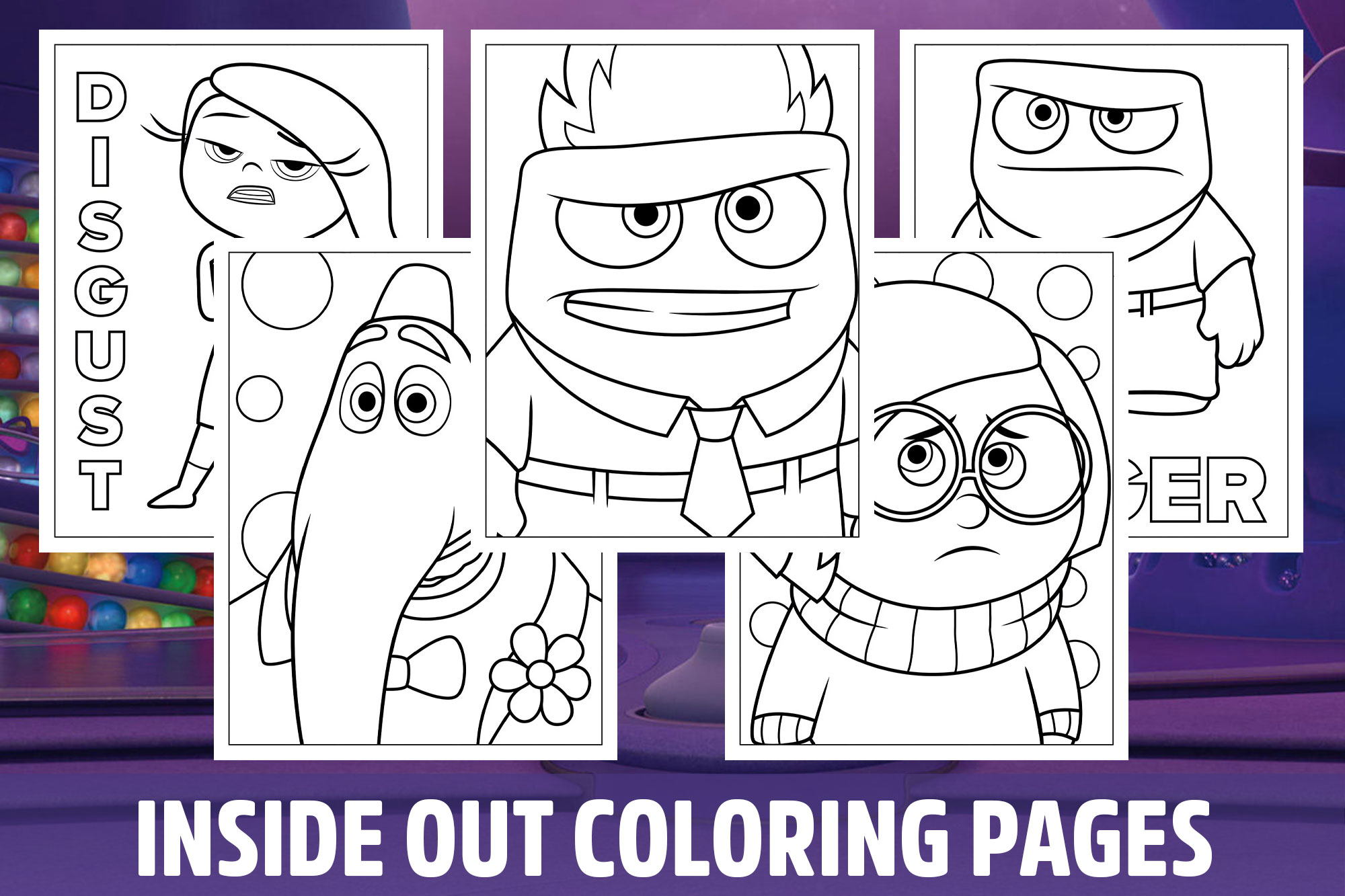 Inside out coloring pages for kids girls boys teens birthday school activity made by teachers