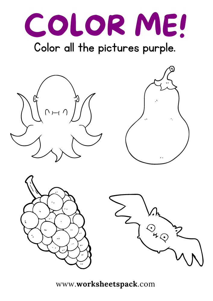 Purple coloring pages printable purple printable free picture templates for kindergarten