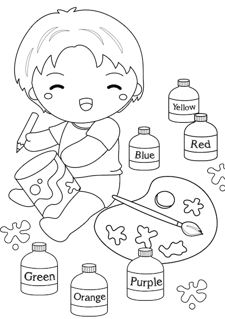 Premium vector kids painting activity coloring pages a for kids and adult