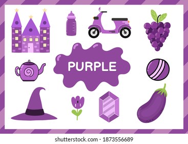 Color elements purple coloring page kids stock vector royalty free